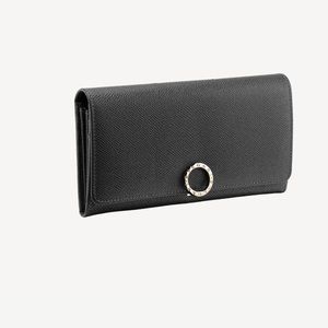 BVLGARI women’s black leather long wallet